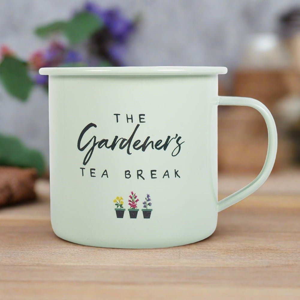 Gardeners Tea Break Enamel Mug - Brinsley Animal Rescue Shop