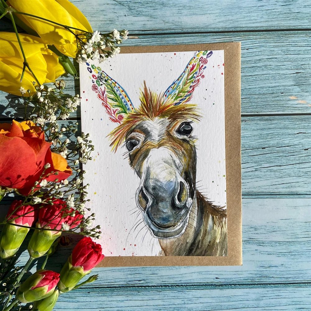 A6 Eco Card - Floral Ear Horse - Brinsley Animal Rescue Shop