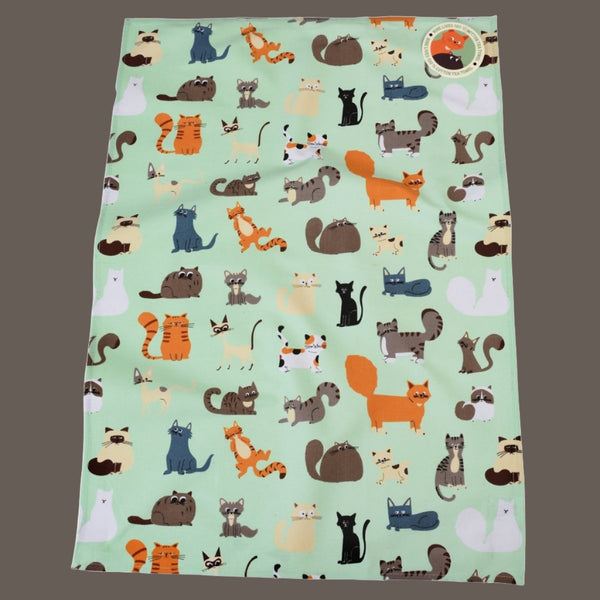 Cat Tea Towel - Nine Lives - Brinsley Animal Rescue Shop
