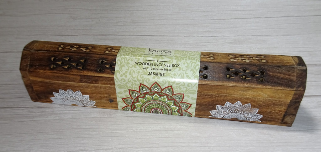 Jasmin Karma Scents Wooden Incense Box With Ten Sticks - Brinsley Animal Rescue Shop